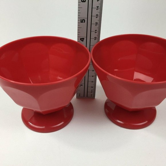 Red Kitchen Set of 8 Plastic 17oz Ice Cream Sundae - Picture 5 of 10